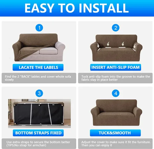 Vista 7 de MAXIJIN Funda impermeable para sillón de sala de estar, 1 pieza elástica con brazos, protector de muebles lavable para perros y mascotas (S, café)