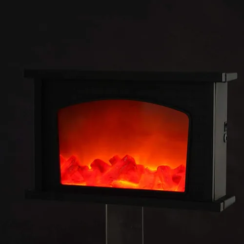 Vista 8 de Linterna de simulación para chimenea, chimenea de imitación LED para el hogar, chimenea de mesa con USB o batería cargada, chimenea decorativa que