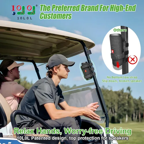 Vista 2 de 10L0L Soporte de altavoz mejorado para accesorios de carrito de golf, correa ajustable se adapta a soporte de altavoz inalámbrico Bluetooth