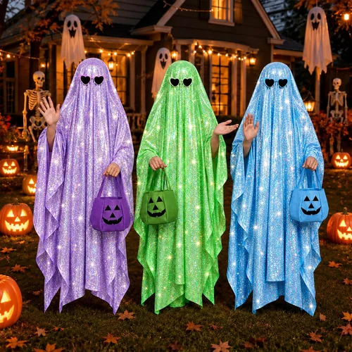 Vista 6 de Juego de 3 disfraces de fantasma de Halloween, ropa espeluznante