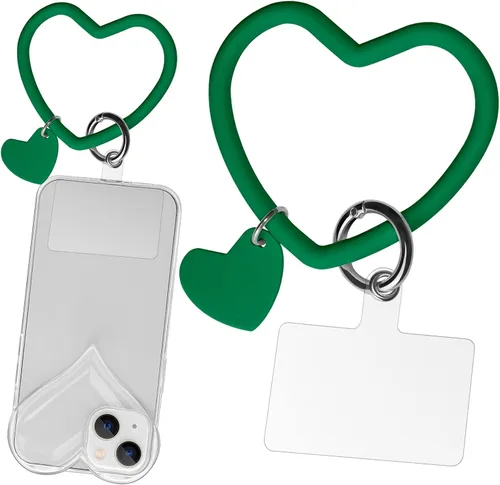 Vista 20 de Correa de silicona con forma de corazón para teléfono, correa de muñeca para teléfono celular con soporte para llaves, universal compatible