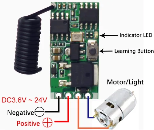 Vista 2 de Módulo de velocidad inalámbrico regulable y ajustable de 3.6 V, 6 V, 12 V, 24 V, CC, controlador de velocidad del motor de 5 A, interruptor de luz