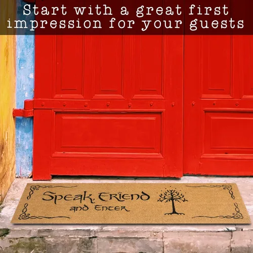 Vista 6 de MAINEVENT Felpudo "Speak Friend and Enter" 50x15 Pulgadas, El Señor de los Anillos Felpudo Divertido Largo, Felpudo "Speak Friend and Enter" Grande