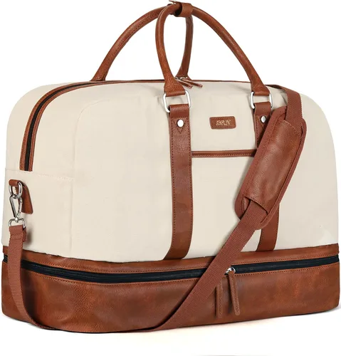 Vista 155 de IBFUN Bolsas de fin de semana para mujer, bolsa grande de lona para viaje, bolsa de viaje con compartimento para zapatos, 21 pulgadas, juego de 3