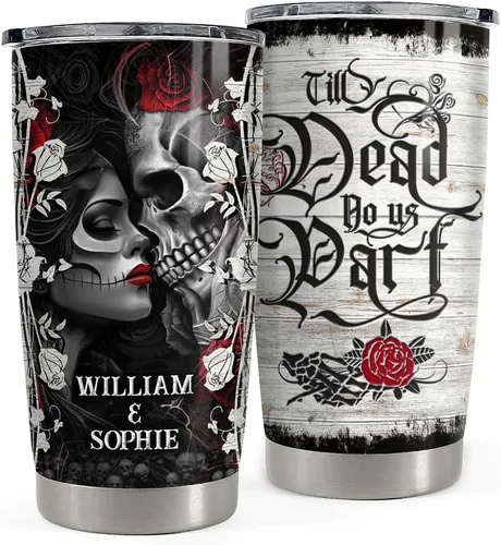 Vista 10 de SANDJEST Vaso personalizado de gato negro con texto en inglés «Just A Girls Who Loves Cat», vasos de 20 onzas y 30 onzas con tapa, regalo