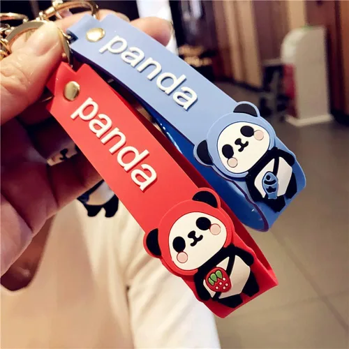 Vista 6 de HSYHERE Lady Girl Lindo PVC Panda Llavero Creativo Regalo de Año Nuevo Animal Colgante Llavero de Metal Llavero