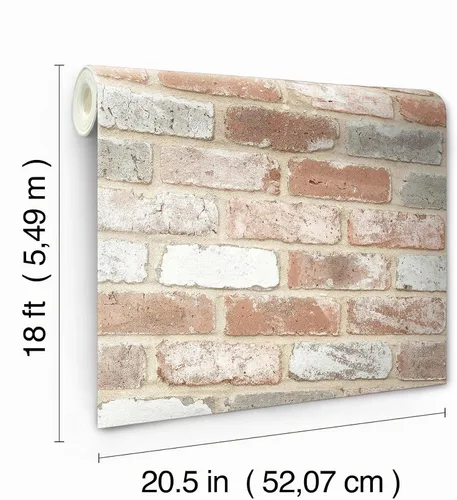 Vista 6 de RoomMates Papel tapiz de ladrillo recuperado despegar y pegar, RMK12194PL