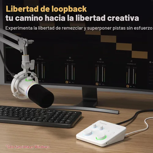 Vista 4 de Maono - Interfaz de audio USB para PC - Entrada XLR, 24bit/192kHz, software de ruteo, función loopback, controlador ASIO para grabar música, estudio