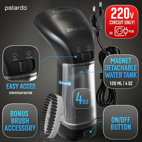 Vista 6 de Vaporizador para ropa para Europa 220 V, vaporizador portátil de mano para ropa, cabezal de vapor de metal, calentamiento de 25 segundos, sistema