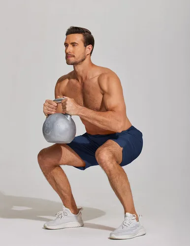 Vista 2 de COOFANDY Pantalones cortos de entrenamiento para hombre de 7 pulgadas, paquete de 2 pantalones cortos de entrenamiento ajustados de secado rápido