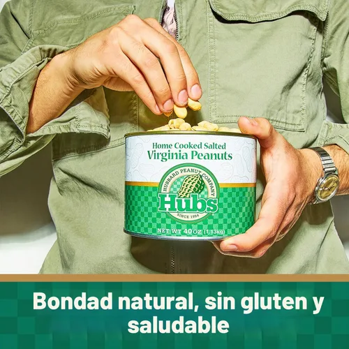 Vista 4 de Hubs Virginia Cacahuetes Salados 2 packs de 40 oz latas.