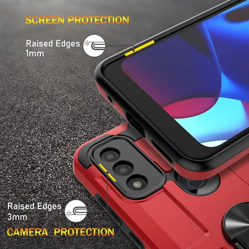Vista 5 de Funda para Moto G Pure, Moto G Power 2022 con soporte y cubierta de cámara integrada, 360 grados de cuerpo completo de grado militar a prueba