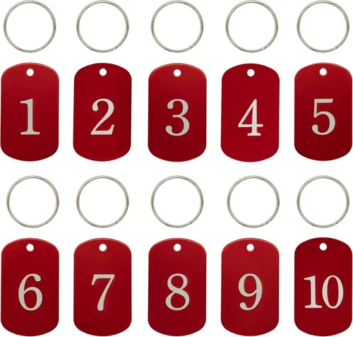 Vista 11 de Etiquetas numeradas de aluminio para identificación (1-10, negro)