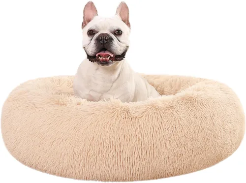 Vista 5 de Amazon Basics Donut Pet Bolster - Cama de pelo sintético para perro, beige, 36" x 36