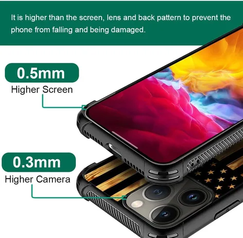 Vista 16 de Funda compatible con iPhone 8, a prueba de golpes, antiarañazos, bandera de ciervos de cola blanca de grano de madera estadounidense
