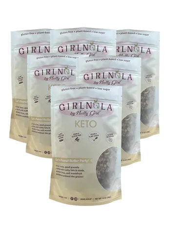 Vista 17 de Cereal de granola bajo en azúcar y bajo en carbohidratos Let's Peanut Butter Party Paquete de 2 Nutty Girl Keto Girlnola®