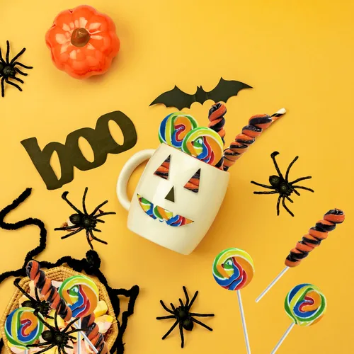 Vista 7 de Fruidles Paleta variada de remolinos de Halloween, sabor a fruta mixta, envuelta individualmente (paquete de 12)