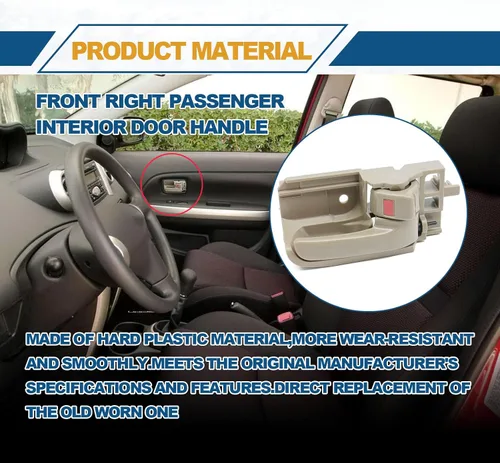 Vista 5 de Manijas de puerta interior para el lado del conductor y del pasajero compatibles con Toyota Corolla 2003-2008, Toyota Tacoma 2005-2015, Pontiac Vibe