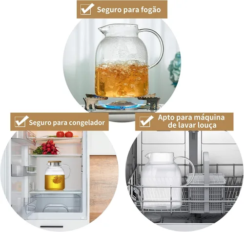 Vista 2 de Tetera grande de vidrio con infusor, apta para estufa, vidrio de borosilicato grueso resistente al calor, 68 onzas líquidas, hervidor de té