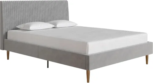 Vista 13 de Mr. Kate Daphne - Cama tapizada con cabecera capitoné de canal vertical, tamaño matrimonial, terciopelo marfil