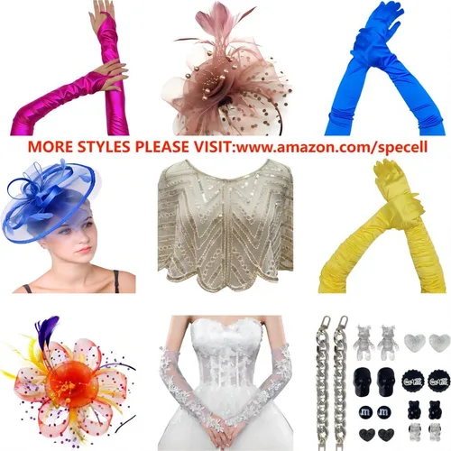 Vista 3 de Specell Womens Mesh Gloves 100% Pure Mulberry Silk 23.6" Elbow Length 1920s Wedding Bridal Evening Opera Elastic Silk Gloves