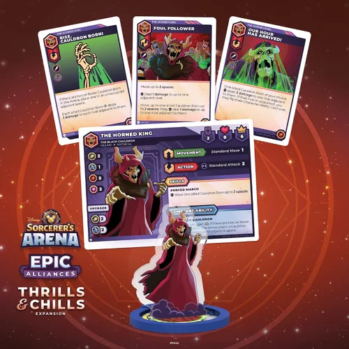 Vista 7 de Disney Sorcerer's Arena Epic Alliances Thrills and Chills Expansión Con Jack Skellington, El Rey Cuerno y Madre Gothel Juego de mesa familiar