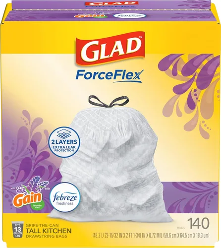 Vista 12 de Bolsas de basura Glad ForceFlex altas con cordón para cocina, 13 galones, aroma a lavanda, 40 unidades (el paquete puede variar)