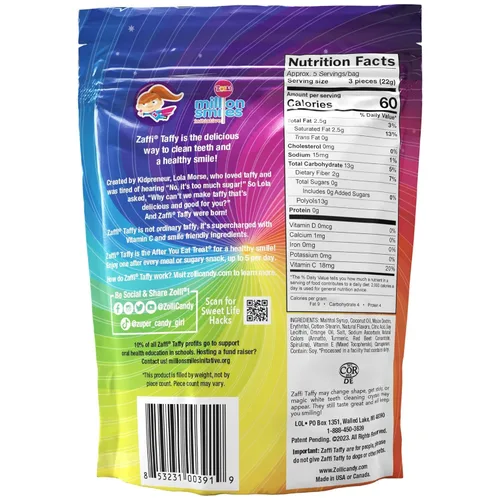Vista 2 de Zaffi Taffy - Caramelos sin azúcar, sin tintes, aptos para dieta cetogénica y diabéticos, golosinas aprobadas por dentistas para niños