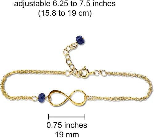 Vista 123 de Pulsera con dije de infinito con piedra natal, joyería hecha a mano, regalo para ella