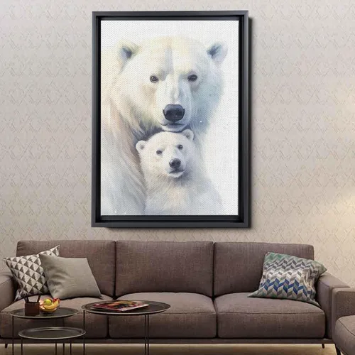 Vista 4 de Fox Mother Cub Print, In The Style Of Stencil-Based, Ivory, Kids Wall Art, Kids Wall Art Display, Mom And Baby Animal Art Print