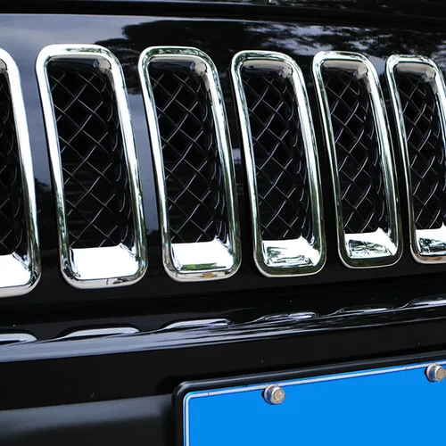 Vista 5 de Anillos de rejilla delantera para Jeep Patriot 2011-2016, kit de embellecedores de marco cromado, 7 piezas cromo b