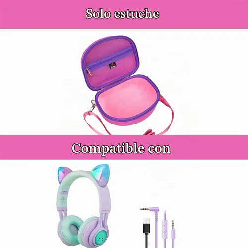 Vista 7 de Mchoi Funda rígida adecuada para Riwbox CT-7 Rosa/para Jack CT-7S Cat Green 3.5mm/para iClever IC-HS01 Bluetooth Auriculares inalámbricos sobre