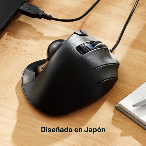 Vista 2 de ELECOM EX-G - Ratón de trackball con cable, ergonómico, control de pulgar, bola de rodillo de seguimiento suave, 6 botones programables, mouse