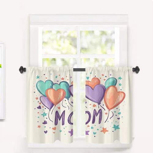 Vista 69 de Cortinas opacas de poliéster multicapa para cafetería, con diseño de diamantes, 2 unidades, 26 x 24 pulgadas