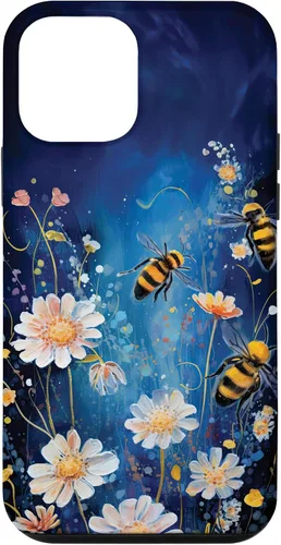 Vista 16 de Bees and Wildflowers on Dark Blue Case for iPhone 17