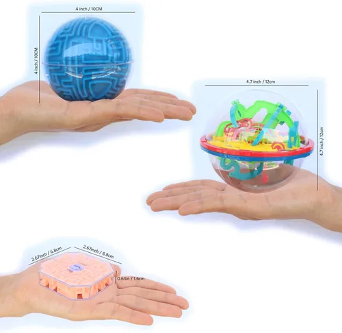 Vista 5 de Bola de juego de rompecabezas 3D y mini cubo, bola de laberinto 3D, rompecabezas de rompecabezas de esfera de globo y entrenamiento de laberinto