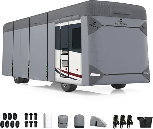 Vista 11 de VINPATIO - Cubierta resistente para cámpers/caravanas/remolques/toy hauler de 20 a 22 pies, de 7 capas, con protección para gato de lengüeta