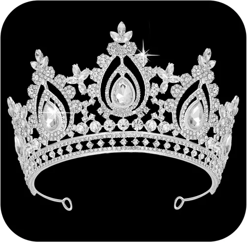 Vista 8 de SWEETV Queen Crowns for Women, Quinceanera Princess Crown Tiara Verde
