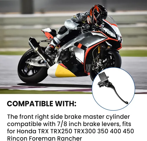 Vista 5 de Kit de cilindro maestro de freno de 7/8 pulgadas Manillar Palanca de freno delantera derecha compatible con Honda TRX TRX250 TRX300 350 400 450