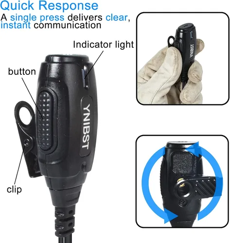 Vista 5 de Auricular de vigilancia Walkie-Talkie para Motorola CP185 CP200 BPR40