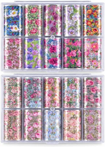 Vista 10 de JODSONE 20 rollos de láminas de encaje para uñas, hojas de transferencia de arte de uñas de encaje blanco y negro, se deben utilizar con pegamento