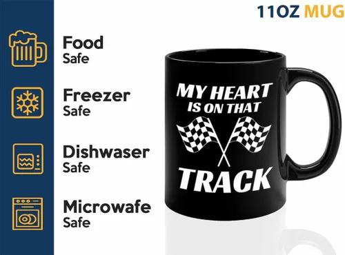 Vista 3 de Taza de café Racer de 11 onzas, color negro, On That Track - Fuel Speed Racer Car Guys Circuit Automotriz Racing Boy Regalos para él, papá, hombres