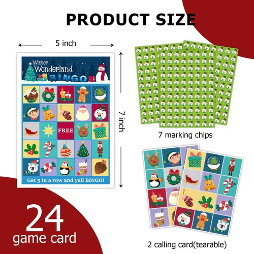 Vista 2 de Juegos de fiesta de bingo de Navidad, juegos de fiesta de Navidad para familiares y amigos, 24 jugadores, suministros de fiesta de Navidad, regalos