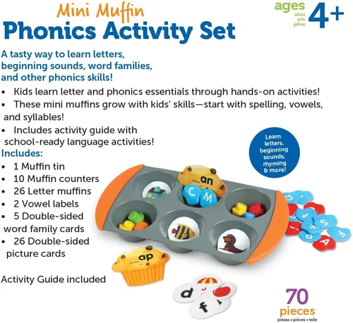 Vista 6 de Learning Resources Mini Muffin Phonics Conjunto de Actividades, Juguetes Preescolares, Actividades de Aprendizaje Preescolar, Comida de Juguete