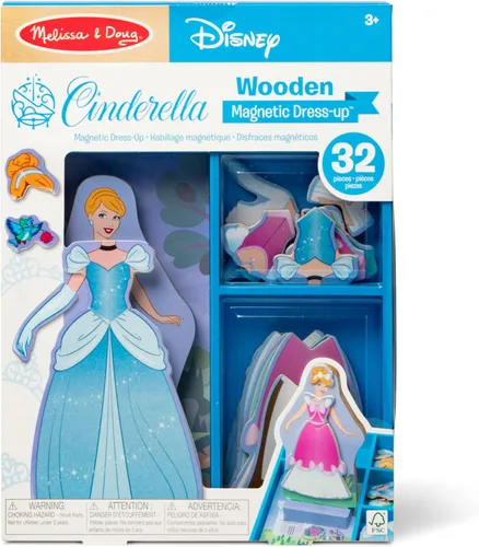 Vista 6 de Melissa & Doug Disney Cenicienta Princesa - Juego de muñecas magnéticas de madera para vestir, 30+ piezas