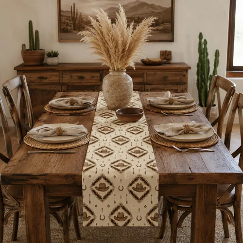 Vista 47 de Camino de mesa étnico del suroeste, navajo tribal nativo americano, bohemio, patrón geométrico azteca, camino de mesa para cocina, mesa de comedor
