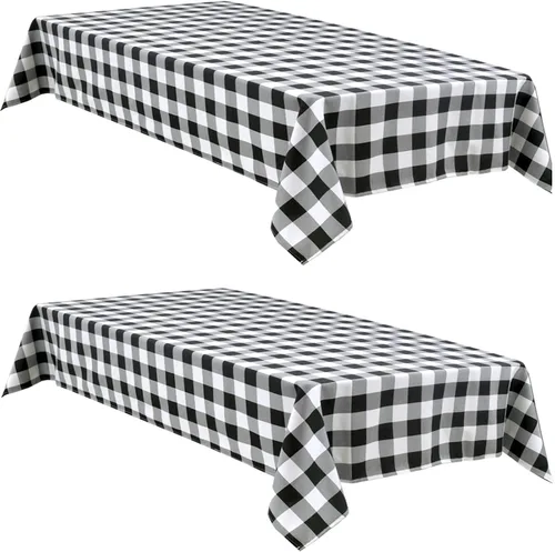 Vista 21 de Hiasan - Mantel cuadrado a cuadros, 30 x 30 pulgadas, tela impermeable y resistente a las arrugas para picnic, cena y fiesta, tela de poliéster