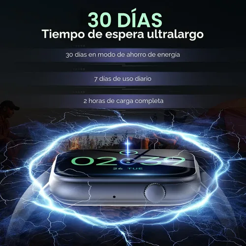 Vista 7 de Reloj inteligente para hombres y mujeres, contestar/hacer llamadas, monitor de fitness HD de 1.85 pulgadas con frecuencia cardíaca 24/7 y monitor