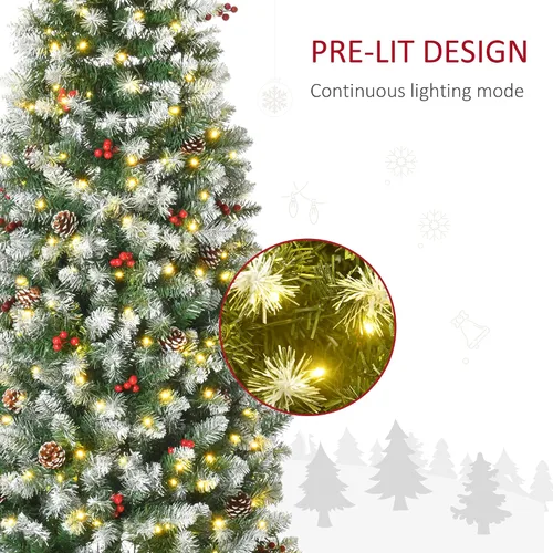 Vista 4 de HOMCOM Árbol de Navidad artificial preiluminado de 6 pies con conos de pino