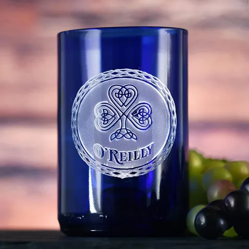Vista 2 de Irish Blue Recycle Wine Bottle Glass Tumbler, St Patrick'S Day Gift